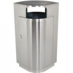 Commercial Zone 78232999 Leafview 40 Gallon Oval Stainless Steel Trash Can with Cigarette Receptacle Commercial Zone 78232999 Leafview 40 Gallon Oval Stainless Steel Trash Can with Cigarette Receptacle