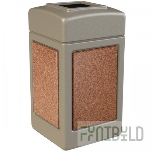 Commercial Zone 720316 StoneTec 42 Gallon Beige Square Decorative Trash Can with Sedona Panels