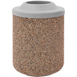 Wausau Tile TF1160 42 Gallon Concrete Round Trash Can with Plastic Pitch-In Lid Wausau Tile TF1160 42 Gallon Concrete Round Trash Can with Plastic Pitch-In Lid