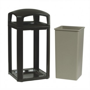 Rubbermaid® FG397500BLA Landmark Series Classic Container Black Square Polycarbonate Dome Top Frame with FG395900 Rigid Plastic Liner 50 Gallon Rubbermaid® FG397500BLA Landmark Series Classic Container Black Square Polycarbonate Dome Top Frame with FG395900 Rigid Plastic Liner 50 Gallon