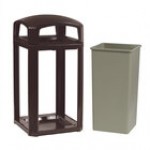 Rubbermaid® FG397500BLA Landmark Series Classic Container Black Square Polycarbonate Dome Top Frame with FG395900 Rigid Plastic Liner 50 Gallon Rubbermaid® FG397500BLA Landmark Series Classic Container Black Square Polycarbonate Dome Top Frame with FG395900 Rigid Plastic Liner 50 Gallon
