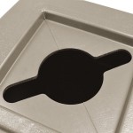 Commercial Zone 746302 Polytec 42 Gallon Beige Square Recycling Bin with Mixed Recycling Slot