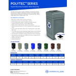 Commercial Zone 746302 Polytec 42 Gallon Beige Square Recycling Bin with Mixed Recycling Slot