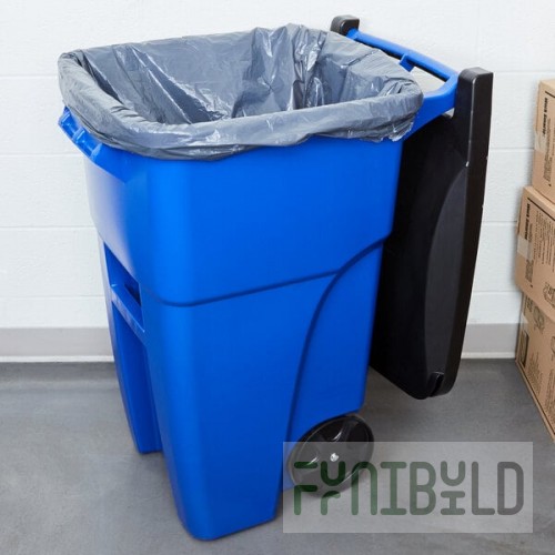 Rubbermaid® FG9W2700BLUE 50 Gallon Blue Wheeled Rectangular Trash Can with Lid