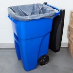 Rubbermaid® FG9W2700BLUE 50 Gallon Blue Wheeled Rectangular Trash Can with Lid Rubbermaid® FG9W2700BLUE 50 Gallon Blue Wheeled Rectangular Trash Can with Lid