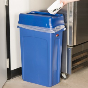 Rubbermaid® Slim Jim 92 Qt. / 23 Gallon Blue Rectangular Trash Can with Blue Drop Shot Lid Rubbermaid® Slim Jim 92 Qt. / 23 Gallon Blue Rectangular Trash Can with Blue Drop Shot Lid