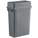 Lavex 16 Gallon Gray Slim Rectangular Trash Can with Drop Shot Lid Lavex 16 Gallon Gray Slim Rectangular Trash Can with Drop Shot Lid