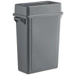 Lavex 16 Gallon Gray Slim Rectangular Trash Can with Drop Shot Lid Lavex 16 Gallon Gray Slim Rectangular Trash Can with Drop Shot Lid