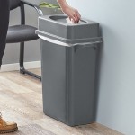 Lavex 16 Gallon Gray Slim Rectangular Trash Can with Drop Shot Lid Lavex 16 Gallon Gray Slim Rectangular Trash Can with Drop Shot Lid