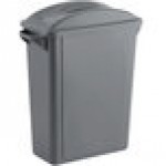 Lavex 16 Gallon Gray Slim Rectangular Trash Can with Drop Shot Lid Lavex 16 Gallon Gray Slim Rectangular Trash Can with Drop Shot Lid