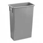 Lavex 16 Gallon Gray Slim Rectangular Trash Can with Drop Shot Lid Lavex 16 Gallon Gray Slim Rectangular Trash Can with Drop Shot Lid