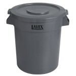 Lavex 20 Gallon Gray Round Commercial Trash Can and Lid Lavex 20 Gallon Gray Round Commercial Trash Can and Lid