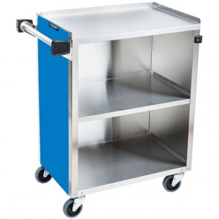 Lakeside 610BL Standard-Duty Stainless Steel Three Shelf Utility Cart with Enclosed Base and Royal Blue Finish - 16 1/2