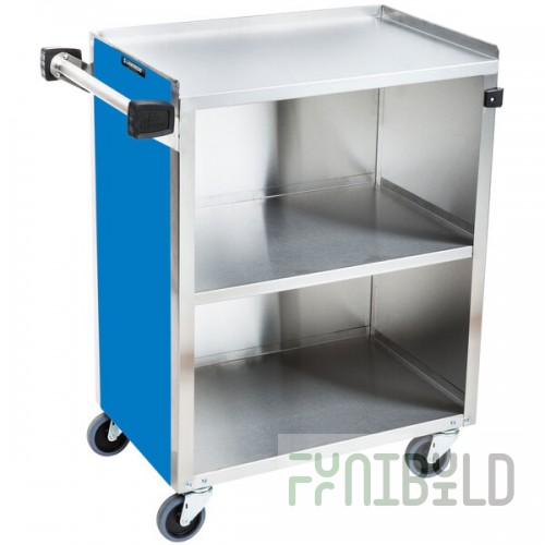 Lakeside 610BL Standard-Duty Stainless Steel Three Shelf Utility Cart with Enclosed Base and Royal Blue Finish - 16 1/2