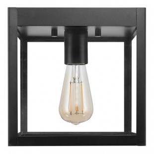 Globe Modern Matte Black Outdoor Flush Mount Light with Cubed Metal Cage and Glass Panes - 120V, 60W Globe Modern Matte Black Outdoor Flush Mount Light with Cubed Metal Cage and Glass Panes - 120V, 60W