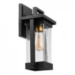 Globe Modern Matte Black Outdoor Flush Mount Light with Cubed Metal Cage and Glass Panes - 120V, 60W