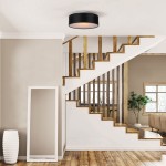 Canarm Dexter Modern Matte Black Semi-Flush Mount Light with Frosted Glass - 120V, 60W