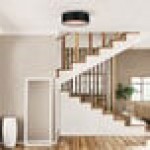 Canarm Dexter Modern Matte Black Semi-Flush Mount Light with Frosted Glass - 120V, 60W