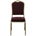 Flash Furniture FD-C01-ALLGOLD-EFE1679-GG Hercules Burgundy Pattern Fabric Crown Back Stackable Banquet Chair with Gold Frame Flash Furniture FD-C01-ALLGOLD-EFE1679-GG Hercules Burgundy Pattern Fabric Crown Back Stackable Banquet Chair with Gold Frame