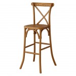 Lancaster Table & Seating Vineyard Barrel Brown Wood Cross Back Bar Stool Lancaster Table & Seating Vineyard Barrel Brown Wood Cross Back Bar Stool