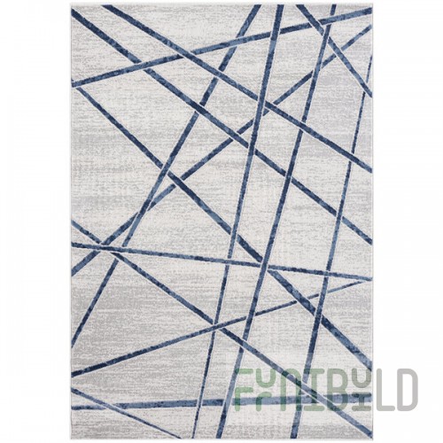 Abani Atlas Collection 4' x 6' Blue / Gray Contemporary Criss Cross Lines Area Rug