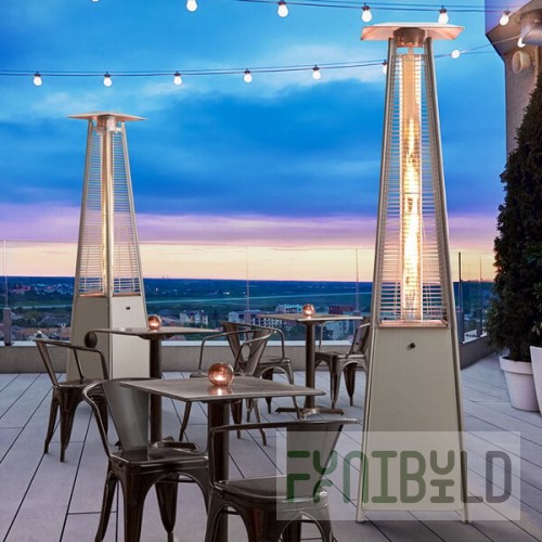 Backyard Pro Courtyard Series HPSQRSTL Steel Portable Propane Outdoor Patio Heater with Glass Tube - 40,000 BTU