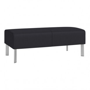 Lesro Luxe Lounge Series Patriot Plus Black Vinyl 2-Seat Bench with Steel Legs Lesro Luxe Lounge Series Patriot Plus Black Vinyl 2-Seat Bench with Steel Legs