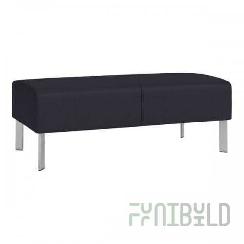 Lesro Luxe Lounge Series Patriot Plus Black Vinyl 2-Seat Bench with Steel Legs