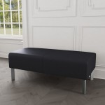 Lesro Luxe Lounge Series Patriot Plus Black Vinyl 2-Seat Bench with Steel Legs Lesro Luxe Lounge Series Patriot Plus Black Vinyl 2-Seat Bench with Steel Legs