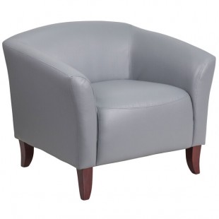 Flash Furniture 111-1-GY-GG Hercules Imperial Gray Leather Chair with Wooden Feet Flash Furniture 111-1-GY-GG Hercules Imperial Gray Leather Chair with Wooden Feet