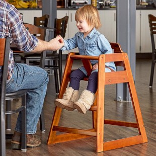 Lancaster Table & Seating Standard Height Wooden High Chair with Walnut Finish - Unassembled Lancaster Table & Seating Standard Height Wooden High Chair with Walnut Finish - Unassembled