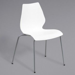 Flash Furniture RUT-288-WHITE-GG Hercules White Stack Chair with Lumbar Support