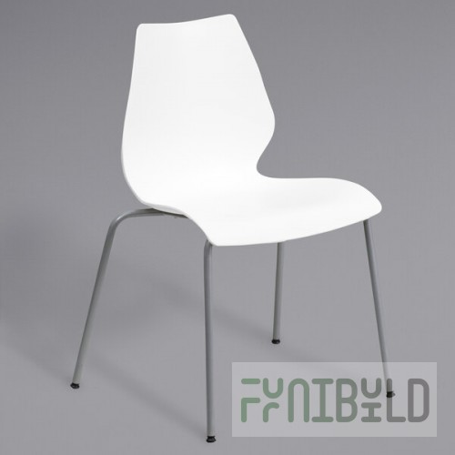 Flash Furniture RUT-288-WHITE-GG Hercules White Stack Chair with Lumbar Support