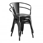 Lancaster Table & Seating Alloy Distressed Onyx Black Indoor Arm Chair with Walnut Wood Seat Lancaster Table & Seating Alloy Distressed Onyx Black Indoor Arm Chair with Walnut Wood Seat