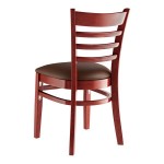 Lancaster Table & Seating Mahogany Finish Wood Ladder Back Chair with Dark Brown Vinyl Seat - Detached Seat Lancaster Table & Seating Mahogany Finish Wood Ladder Back Chair with Dark Brown Vinyl Seat - Detached Seat