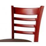Lancaster Table & Seating Mahogany Finish Wood Ladder Back Chair with Dark Brown Vinyl Seat - Detached Seat Lancaster Table & Seating Mahogany Finish Wood Ladder Back Chair with Dark Brown Vinyl Seat - Detached Seat