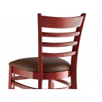 Lancaster Table & Seating Mahogany Finish Wood Ladder Back Chair with Dark Brown Vinyl Seat - Detached Seat Lancaster Table & Seating Mahogany Finish Wood Ladder Back Chair with Dark Brown Vinyl Seat - Detached Seat