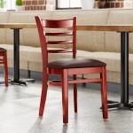 Lancaster Table & Seating Mahogany Finish Wood Ladder Back Chair with Dark Brown Vinyl Seat - Detached Seat Lancaster Table & Seating Mahogany Finish Wood Ladder Back Chair with Dark Brown Vinyl Seat - Detached Seat