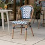 Lancaster Table & Seating Bistro Navy and White Chevron Weave Rattan Outdoor Side Chair Lancaster Table & Seating Bistro Navy and White Chevron Weave Rattan Outdoor Side Chair