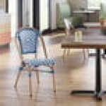 Lancaster Table & Seating Bistro Navy and White Chevron Weave Rattan Outdoor Side Chair Lancaster Table & Seating Bistro Navy and White Chevron Weave Rattan Outdoor Side Chair