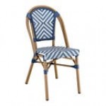 Lancaster Table & Seating Bistro Navy and White Chevron Weave Rattan Outdoor Side Chair Lancaster Table & Seating Bistro Navy and White Chevron Weave Rattan Outdoor Side Chair