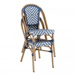 Lancaster Table & Seating Bistro Navy and White Chevron Weave Rattan Outdoor Side Chair Lancaster Table & Seating Bistro Navy and White Chevron Weave Rattan Outdoor Side Chair