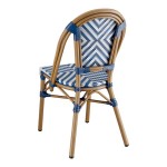 Lancaster Table & Seating Bistro Navy and White Chevron Weave Rattan Outdoor Side Chair Lancaster Table & Seating Bistro Navy and White Chevron Weave Rattan Outdoor Side Chair