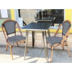 Lancaster Table & Seating Bistro Navy and White Chevron Weave Rattan Outdoor Side Chair Lancaster Table & Seating Bistro Navy and White Chevron Weave Rattan Outdoor Side Chair