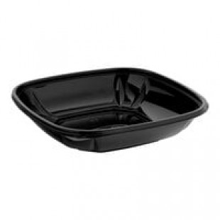Fineline 15024M-BK Super Bowl Plus 24 oz. Black Square PET Plastic Bowl - 300/Case