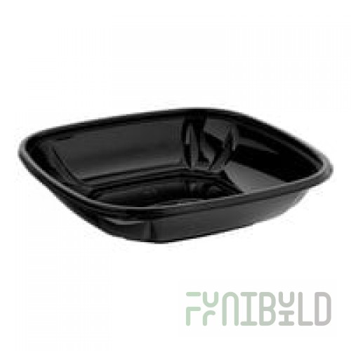 Fineline 15024M-BK Super Bowl Plus 24 oz. Black Square PET Plastic Bowl - 300/Case