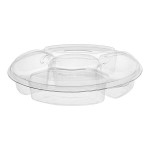 Inline Plastics Essentials 115 oz. Clear PET Plastic 5-Compartment Round Platter with Lid - 50/Case Inline Plastics Essentials 115 oz. Clear PET Plastic 5-Compartment Round Platter with Lid - 50/Case