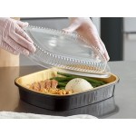 Choice Heavy Duty Smoothwall Black and Gold Large Oblong Foil Entree / Take-Out Pan with Dome Lid 65.6 oz. - 10/Pack