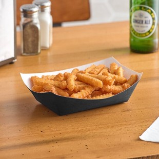 #300 3 lb. Solid Black Paper Food Tray - 250/Pack