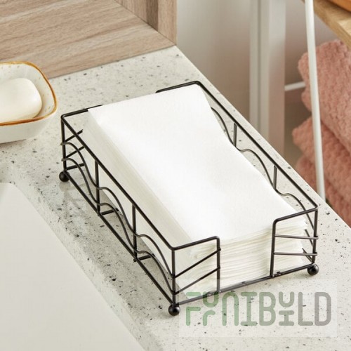 Lavex White Customizable Linen-Feel 1/4 Fold Guest Towel 8